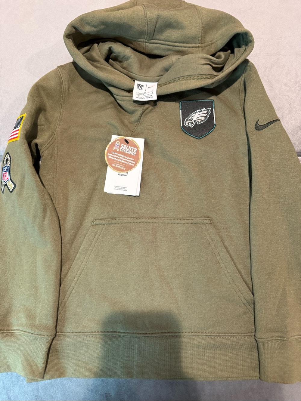 Nike Kids Olive Green Philadelphia Eagles Pullover Hoodie